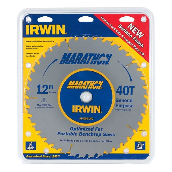 Irwin SAW BLADE 12"" 40T THIN KERF