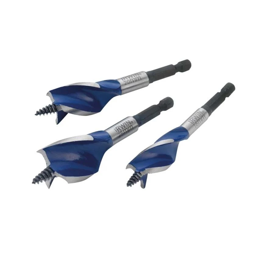 Irwin 9 Piece Blue Groove Stubby Auger Drill Bit + Flat Bit Set 16mm 20mm 25mm - Image 5