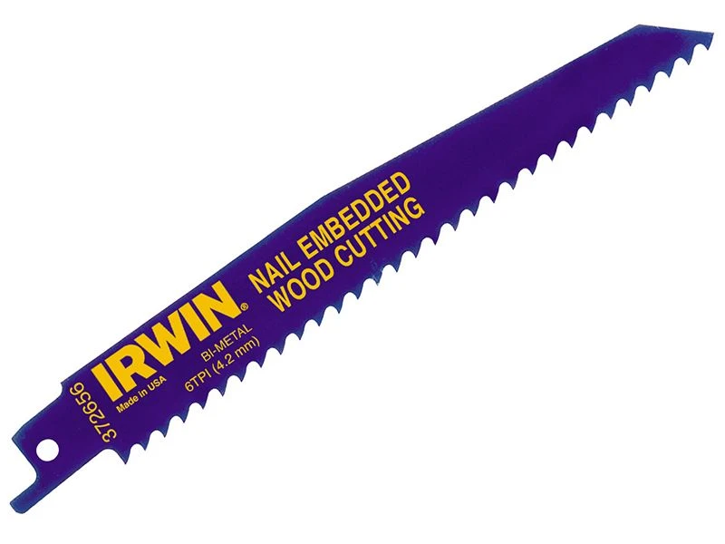 Irwin 656R 150mm Sabre Saw Blade Nail Embedded Wood Cut Pack Of 5 IRW10504155