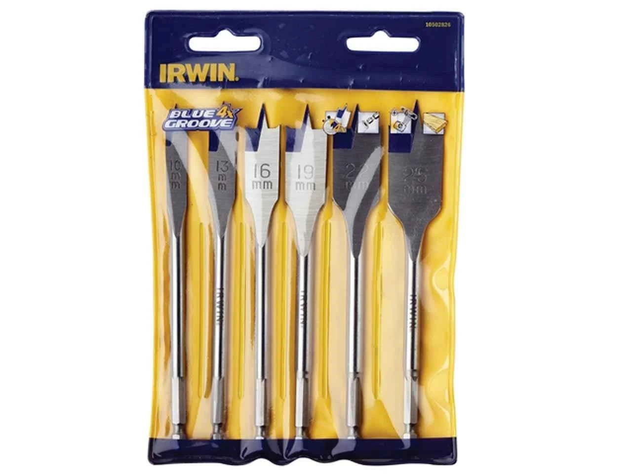 Irwin 6 Piece Blue Groove Flat Bit Set 4 X Faster Cut 10, 13, 16, 19, 22 & 25mm - Image 5