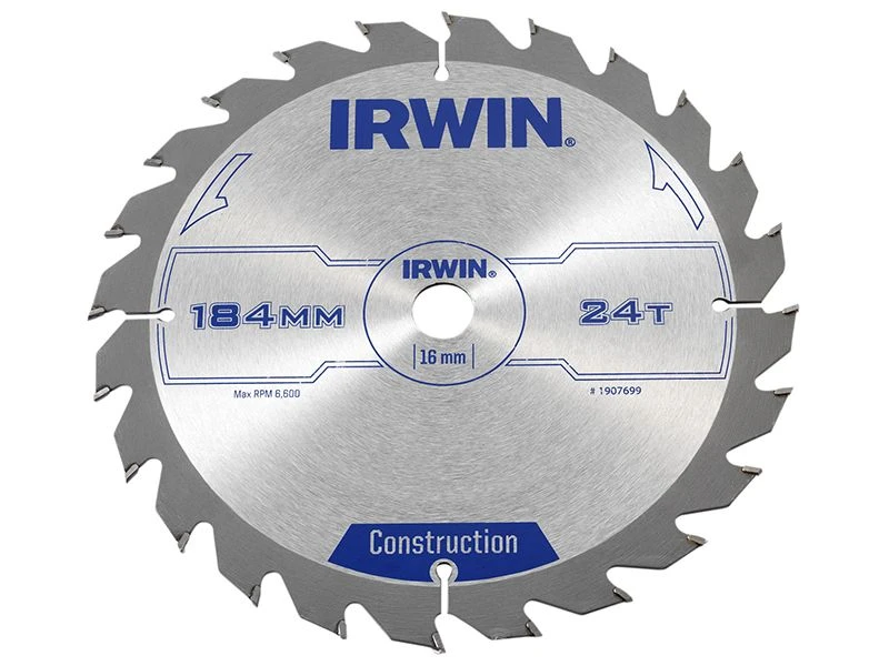 Irwin 1907699 Construction Circular Saw Blade 184 X 16mm X 24T ATB IRW1907699
