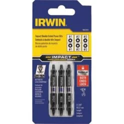Irwin Insert Bit, Power, Dbl End, Hex Shank, PK3
